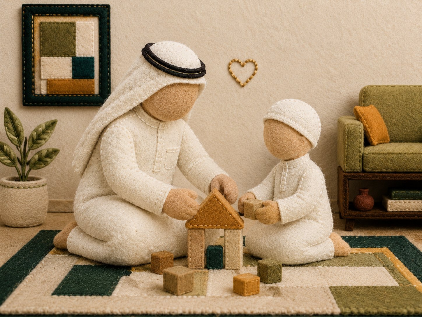 دور الأب — يعمل ويرعى الأسرة